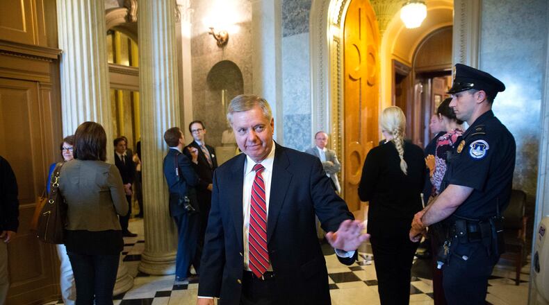 FILE -- Sen. Lindsey Graham (R-S.C.) on Capitol Hill in Washington, April, 21, 2015. Comparing the Senate careers of a handful of would-be presidents yields some instructive comparisons, but it may not help you decide who to vote for. (Doug Mills/The New York Times)