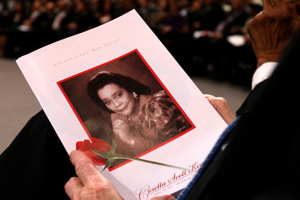 The widow of civil rights leader Dr. Martin Luther King Jr. died Jan. 30, 2006. This photo is from her funeral on Feb. 7, 2006 and shows the funeral program. The service was held at New Birth Missionary Baptist Church.