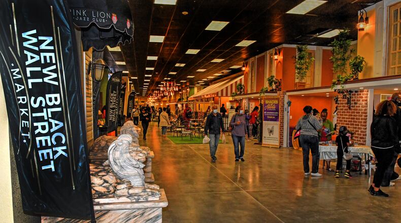 Interior of the New Black Wall Street, on left is the future entrance to the still under construction Pink Lion Jazz Club. (Chris Hunt for The Atlanta Journal-Constitution)
