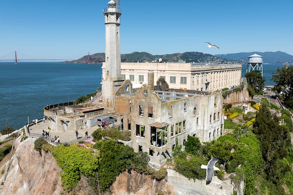 FILE - Alcatraz Island is pictured on Monday, May 5, 2025, in San Francisco. (AP Photo/Noah Berger, File)