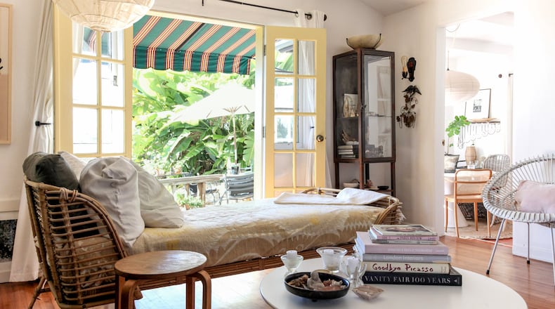 Rattan, wood and doors flung open to the outside give this Laguna Beach, California, home its comfortable, easygoing style.
(Courtesy of Ingrid Weir)