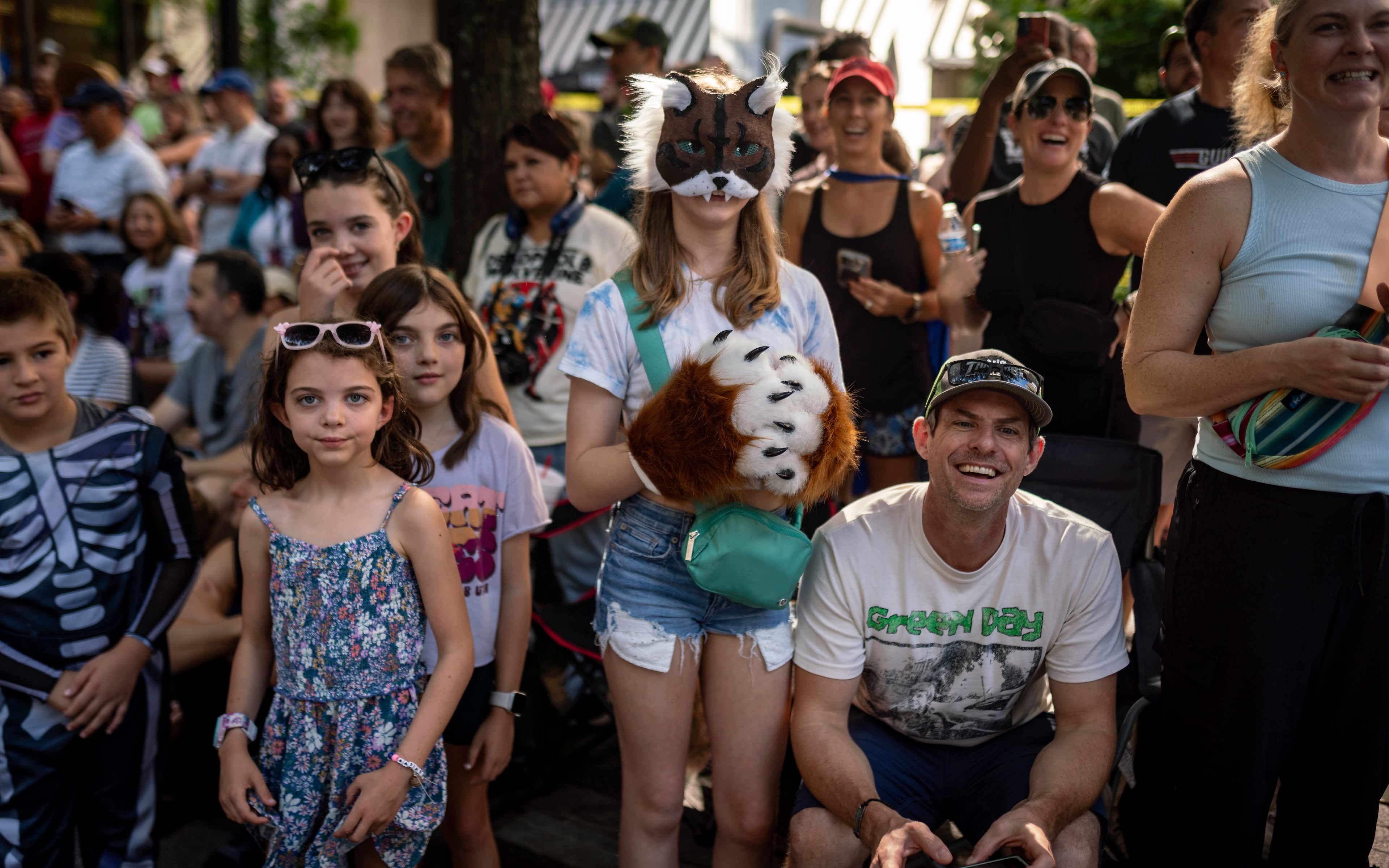 Thousands lined up along Peachtree Street on Saturday morning, August 31, 2024, for the annual Dragon Con parade in Atlanta. (Ben Hendren for The Atlanta Journal-Constitution)