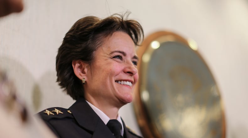 In this Dec. 1, 2016, photo Deputy Chief Erika Shields is named Atlanta's 24th chief of police at City Hall, replacing George Turner who was retiring. Shields joined the Atlanta Police Department in 1995. "I am truly humbled, honored and grateful for this opportunity you have afforded me," she said following the announcement of her appointment. (Photo: JOHN SPINK /JSPINK@AJC.COM)