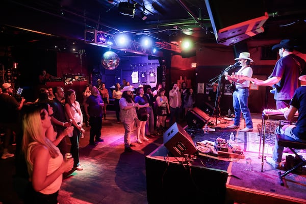 Tavis Lance Mapp performs during the Roadhand Roundup show at 529 in Atlanta on Wednesday, July 15, 2026. Roadhand Roundup is a monthly series that began last month to help build Atlanta's country music infrastructure. (Abbey Cutrer/AJC)