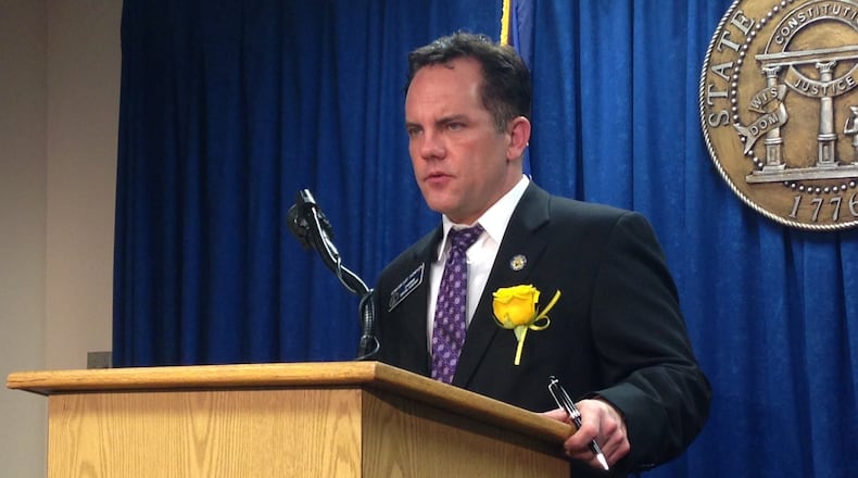 In this 2018 file photo, Sen. Curt Thompson (D-Tucker) discusses a bill to legalize recreational marijuana. (SANDRA PARRISH, WSB RADIO)