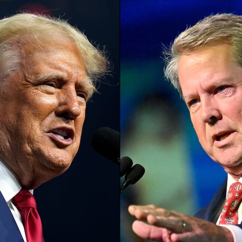 President Donald Trump, left, and Gov. Brian Kemp. (AP and AJC)