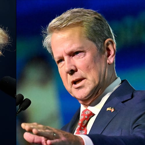 President Donald Trump, left, and Gov. Brian Kemp. (AP and AJC)
