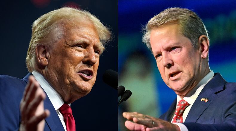 President Donald Trump, left, and Gov. Brian Kemp. (AP and AJC)