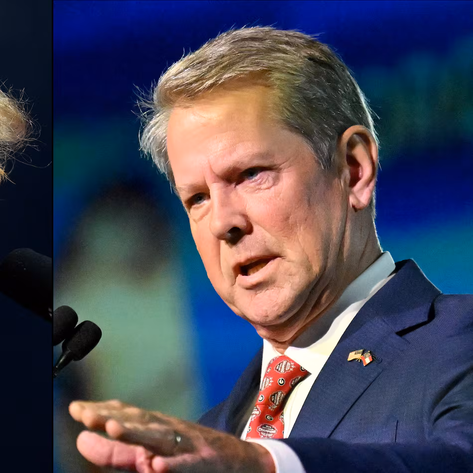 President Donald Trump, left, and Gov. Brian Kemp. (AP and AJC)