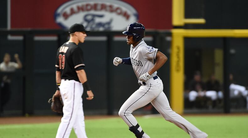 Melvin Upton Jr. of the San Diego Padres rounds the bases after hitting a ninth-inning home run against the Arizona Diamondbacks at Chase Field on June 20, 2015 in Phoenix, Arizona. (Photo by Norm Hall/Getty Images)