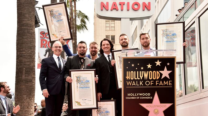 HOLLYWOOD, CA - APRIL 30:  NSYNC is honored with a star on the Hollywood Walk of Fame on April 30, 2018 in Hollywood, California.  (Photo by Alberto E. Rodriguez/Getty Images)