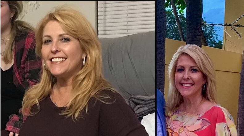 In the photo on the left, taken last year, Karen Rosenberg weighed 160 pounds. In the photo on the right, taken in June, she weighed 130 pounds. (All photos contributed by Karen Rosenberg)