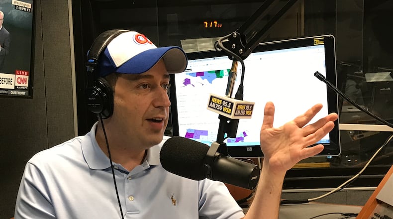 Mark Arum hosting his evening WSB show at WSB studios July 5, 2017. CREDIT: Rodney Ho/rho@ajc.com