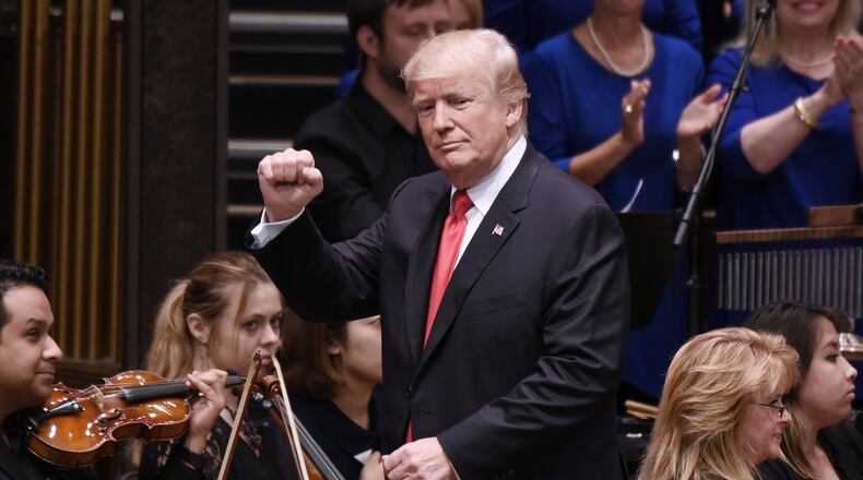 WASHINGTON, DC - JULY 01: (AFP OUT) US President Donald Trump participates in the Celebrate Freedom Rally at the John F. Kennedy Center for the Performing Arts on July 1, 2017 in Washington, DC. (Photo by Olivier Douliery-Pool via Getty Images)