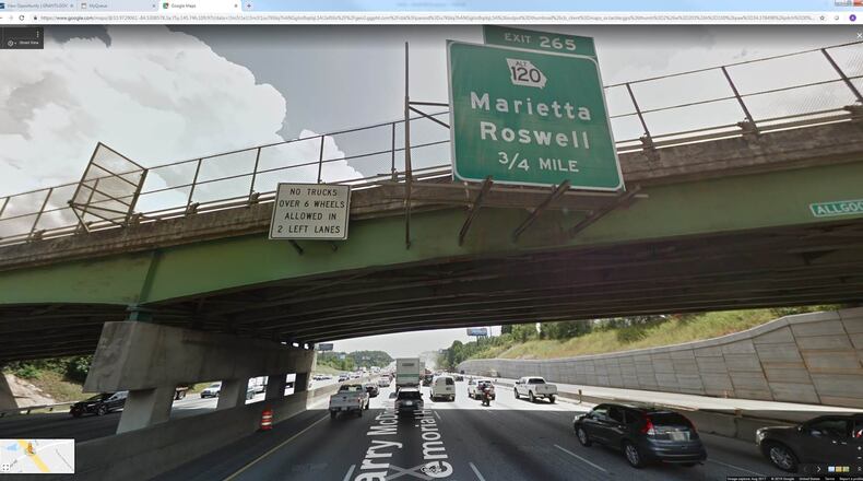 This picture shows one of the variety of lanes that large trucks can travel on I-285. (Photo/Submitted)