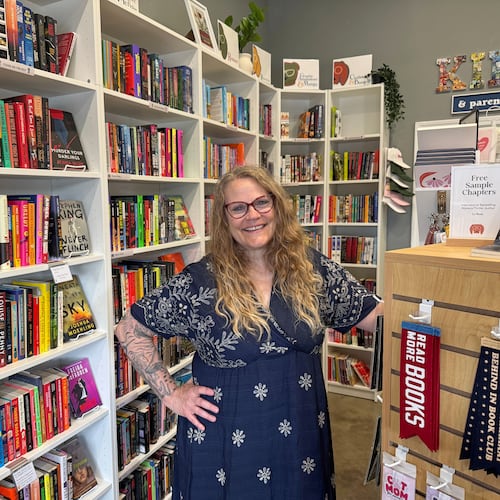 Owner Kelley Hartnett poses at her Double Dog Bookshop in Wentzville, Missouri, on Wednesday, May 27, 2026. (Photo by Bekah Ford/Double Dog Bookshop via AP)