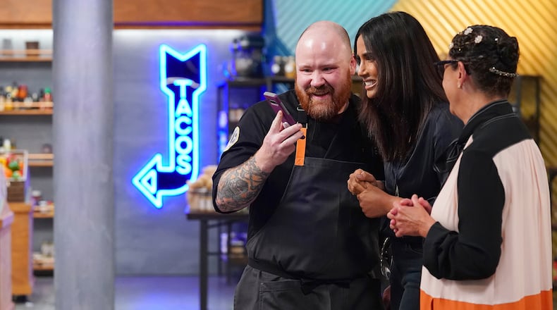 TOP CHEF -- "Bring Your Loved One to Work" Episode 1705 -- Pictured: (l-r) Kevin Gillespie, Padma Lakshmi, Nancy Silverton -- (Photo by: Nicole Weingart/Bravo)