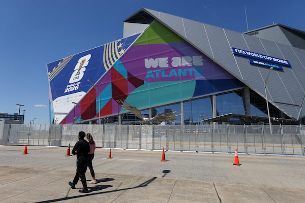 Mercedes-B...er, "Atlanta Stadium" is all gussied up for the World Cup. (Jason Getz/AJC)