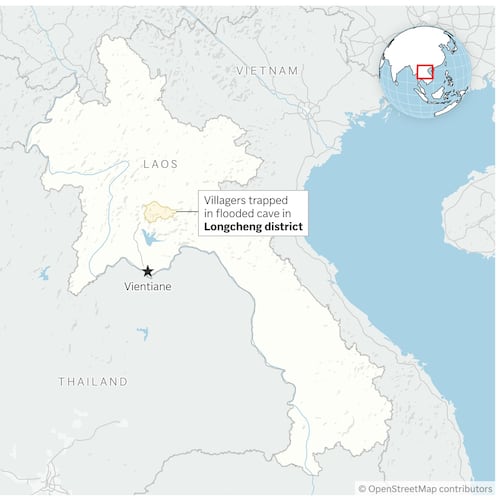 Map showing the location of Longcheng district in Laos. (AP Digital Embed)