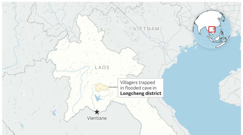 Map showing the location of Longcheng district in Laos. (AP Digital Embed)