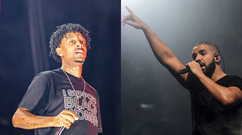21 Savage and Drake are teaming up for a tour that will include two stops at State Farm Arena July 1 and July 2. If they sell out quickly, the promoters could easily add a third date. AJC file photo/AP