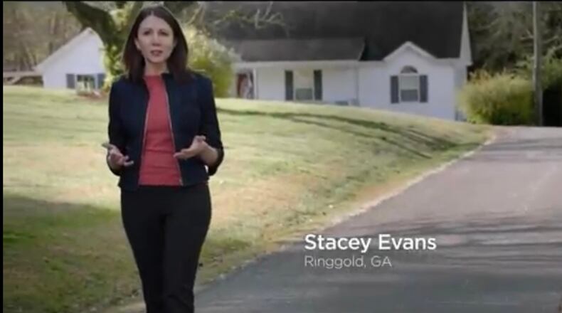 A screenshot from Stacey Evans first TV ad.