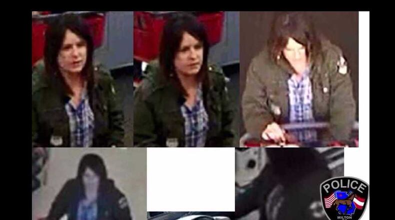 Police in Milton are searching for this woman for a suspected theft.