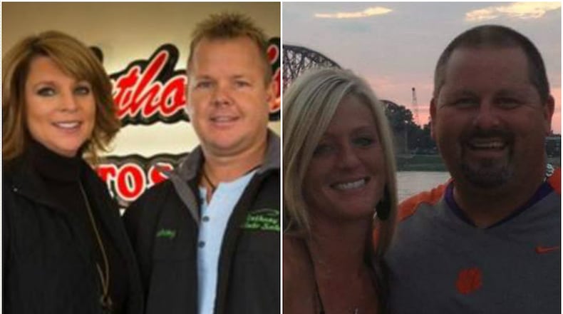 Tammy and Anthony Reece (left) and Melissa and Arthur McMahan (right), all of Kentucky, were killed when their boat overturned Friday night on Lake Lanier.