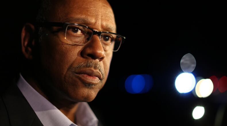 DeKalb County Public Safety Director Cedric Alexander addresses the media after a shooting. (Ben Gray/bgray@ajc.com)