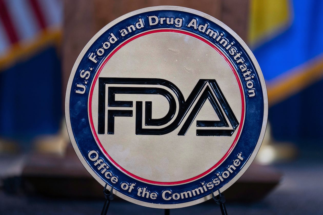 FILE - The Food and Drug Administration seal is seen at the Hubert Humphrey Building Auditorium in Washington, April 22, 2025. (AP Photo/Jose Luis Magana, File)