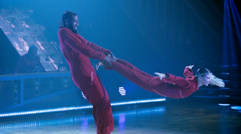 Iman Shumpert (left) received kudos from his dance on "Horror Night" on "Dancing with the Stars" that aired Oct. 25.(ABC/Eric McCandless)