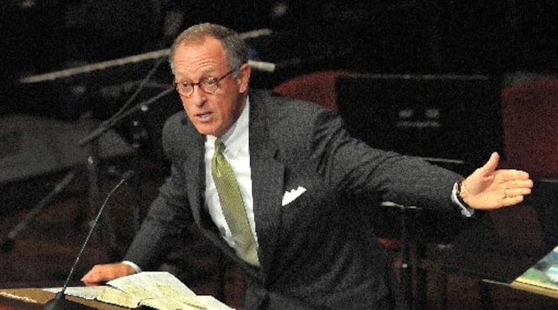 The Rev. Bryant Wright gives an impassioned sermon on gay marriage during morning services June 28, 2015, at his church. The longtime pastor of Johnson Ferry Baptist Church in Marietta believes it is now time for his church to find his successor. CHRIS HUNT / SPECIAL