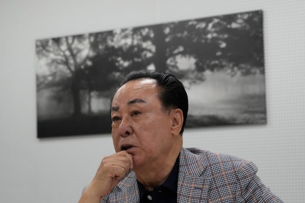 Park Sae-hwan, head of Dongchoon Circus Troupe, speaks during an interview with The Associated Press in Seoul, South Korea, Monday, June 9, 2025. (AP Photo/Ahn Young-joon)