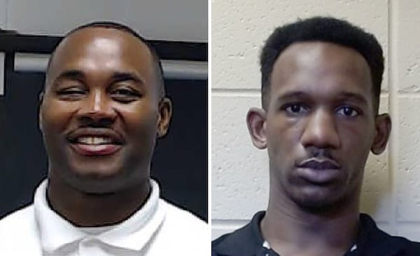 Correctional officer Geramy Antonio Brown, left, was fired for “violating employee standards of conduct, staff misconduct and failure to comply with an investigation," days after the killing of Phillips State Prison inmate Quafabian McBride. Another correctional officer, Javaris Jones, right, was suspended for four months before also being terminated. (Georgia Department of Corrections)