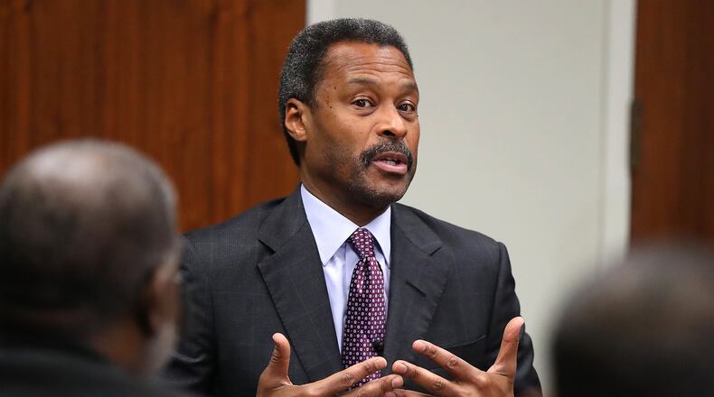 January 17, 2017, Atlanta: Morehouse College President John S. Wilson holds a meeting to discuss his impending departure from the college on Tuesday, Jan. 17, 2017, in Atlanta. Curtis Compton/ccompton@ajc.com