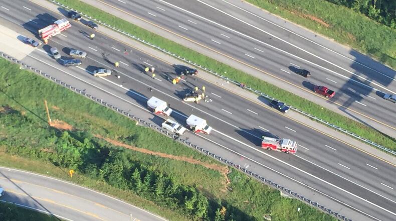 A serious crash shut down I-20 East in Douglasville on Thursday. (Credit: Channel 2 Action News)