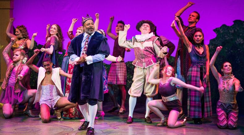 Kevin Harry (in foreground) appears among the cast of the Actor’s Express musical “Head Over Heels.” CONTRIBUTED BY CASEY GARDNER PHOTOGRAPHY