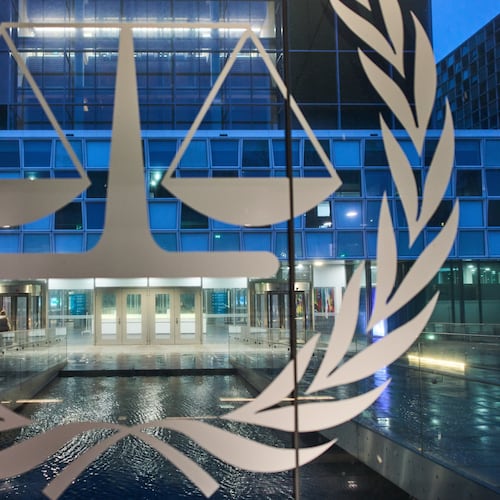 FILE - The International Criminal Court (ICC) is seen on Dec. 9, 2025, in The Hague, Netherlands. (AP Photo/Peter Dejong, Pool, File)