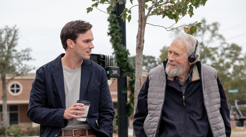 Nicholas Hoult, lead of "Juror #2" with director Clint Eastwood in Savannah. WB