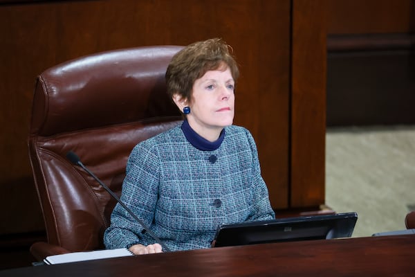 Council member Mary Norwood listens during an Atlanta City Council meeting at City Hall, Monday, August 18, 2025, in Atlanta. (Jason Getz/AJC)