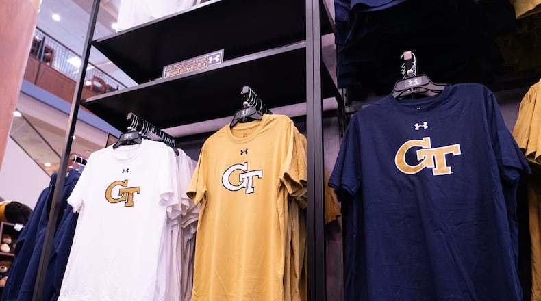 The new wave of the new Georgia Tech x Under Armour gear hit the shelves and racks at the Barnes & Noble bookstore on campus Friday. (Courtesy of Georgia Tech Athletics)