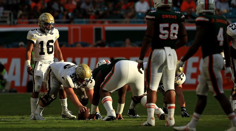 TaQuon Marshall looks on during a game against the Miami Hurricanes at Sun Life Stadium on October 14, 2017 in Miami Gardens, Florida. (Photo by Mike Ehrmann/Getty Images)