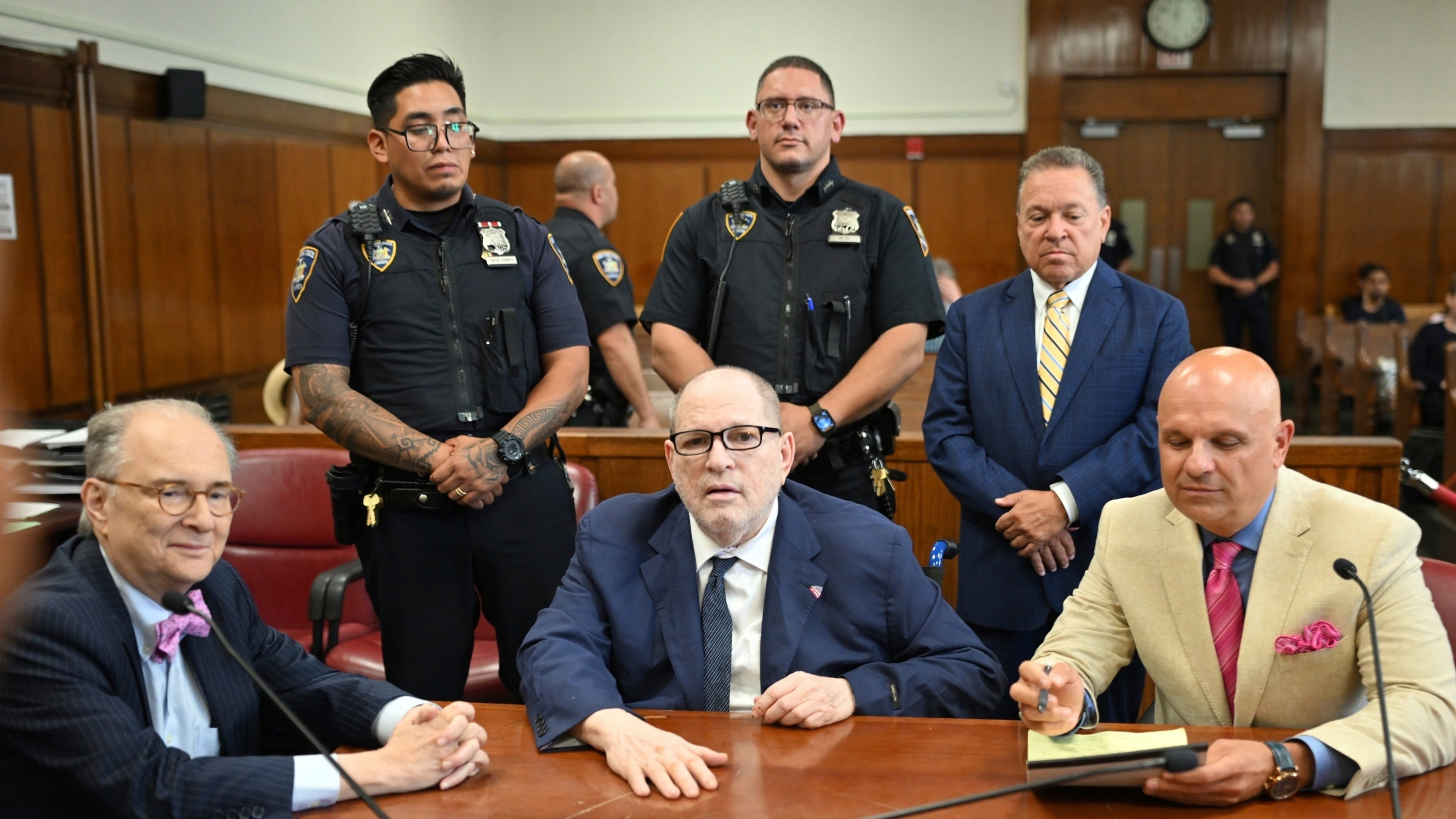 FILE - Harvey Weinstein appears in state court in Manhattan to be sentenced on his sexual assault conviction, Aug. 13 2025, in New York. (Curtis Means/Pool Photo via AP, File)