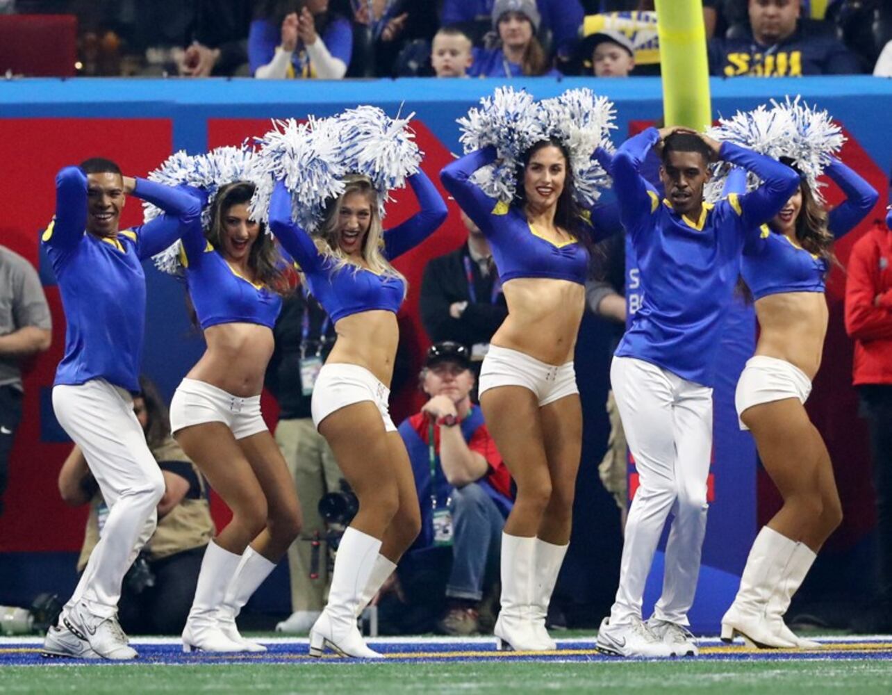 Photos: NFL’s first male cheerleaders perform at Super Bowl 53