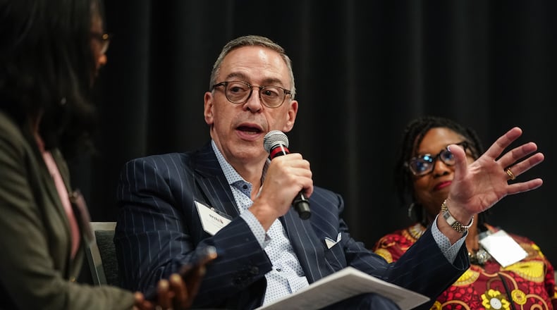 Grady CEO John Haupert speaks on a panel during a conference on the state of metro Atlanta health organized by Atlanta Regional Collaborative for Health Improvement on Friday, Nov. 15, 2024, in Decatur. (Elijah Nouvelage for the AJC)