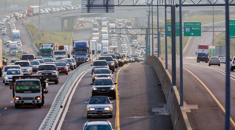 An accident that blocked all lanes on I-85 southbound near Pleasant Hill Road in Gwinnett County, Ga., on July 29, 2015. BRANDEN CAMP/SPECIAL