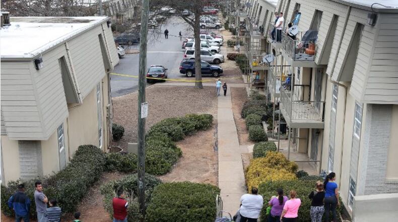 DeKalb police shot and killed a man at The Heights at Chamblee apartments on Monday afternoon, March 9, 2015. BEN GRAY / BGRAY@AJC.COM