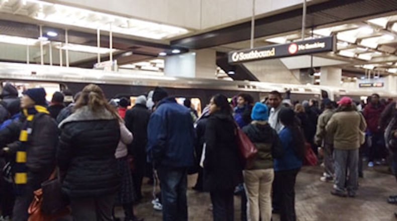 The scene at MARTA Tuesday after a fire interrupted service.