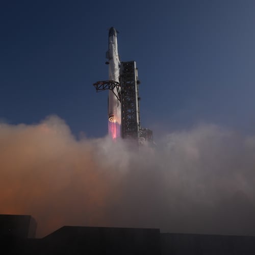 FILE - SpaceX's mega rocket Starship lifts off for a test flight from Starbase, Texas, July 24, 2026. (AP Photo/Eric Gay, File)