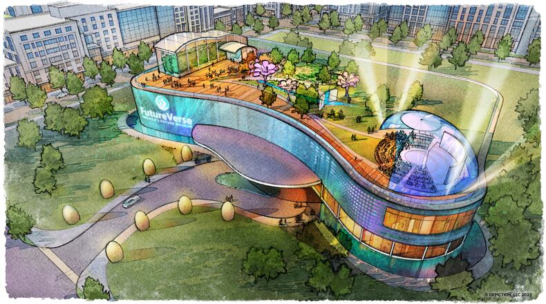 This is a rendering of the proposed FutureVerse museum project in downtown Atlanta.